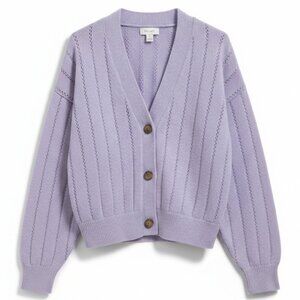 On 34th Lavender Ribbed Button-Front Cardigan Sweater Size S